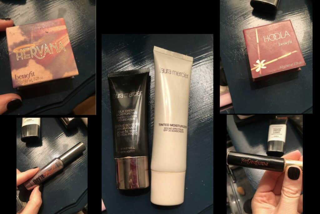 make up collage with dark background