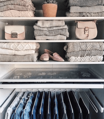 closet with pull out jean shelf and jewelry drawer