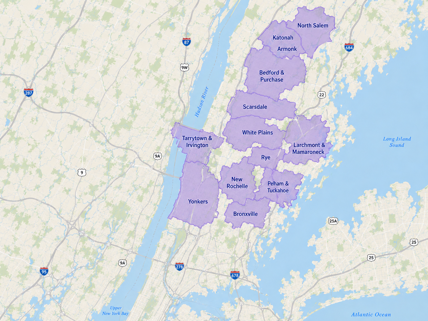 Westchester Service Areas mapwithoverlay