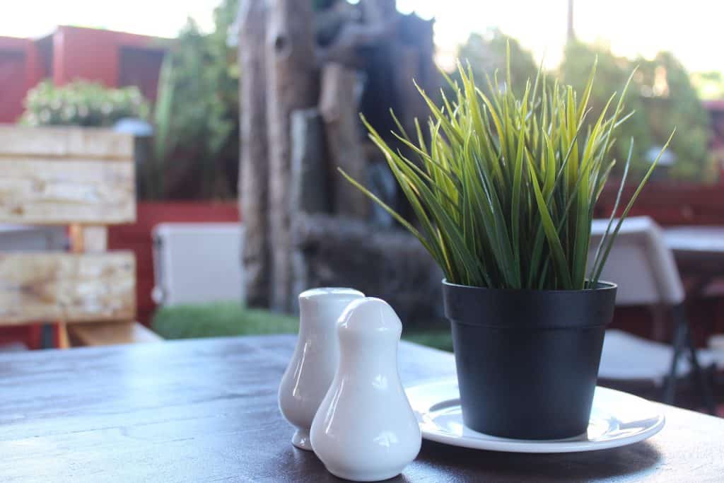 a clutter free outdoor dining tabl