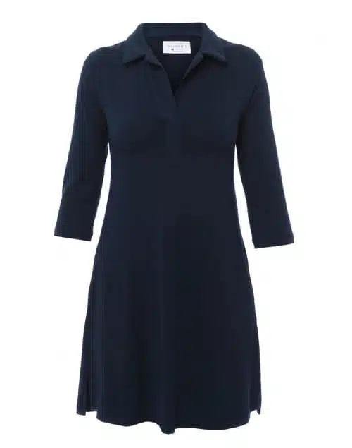 a classic navy cotton dress