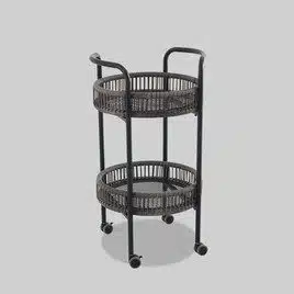 two tiered bar cart in black