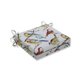 white seat cushion with bird pattern